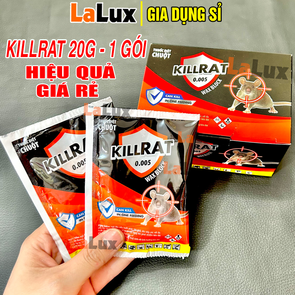 Thuốc Diệt Chuột Cực Mạnh KILLRAT 0.005 Loại Mới 1 Gói 20Gr - Bả Chuột Sinh Học Hiệu Quả LALUX