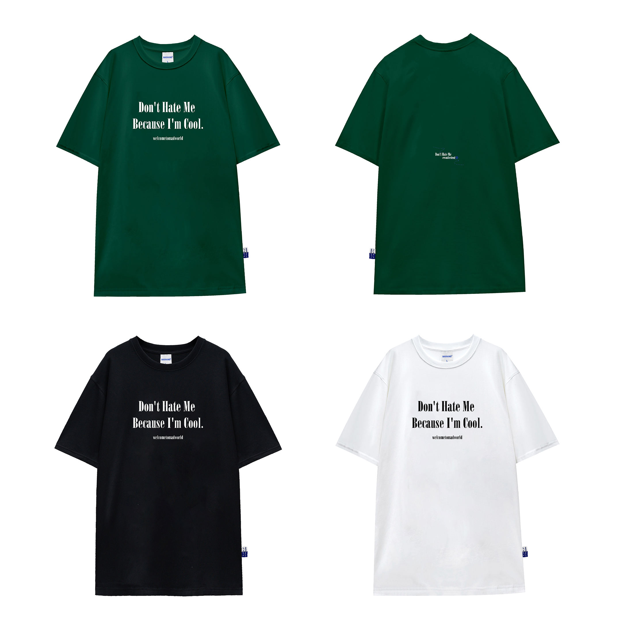 Áo thun cool madmind màu đen / xanh lá / trắng cotton thoáng mát