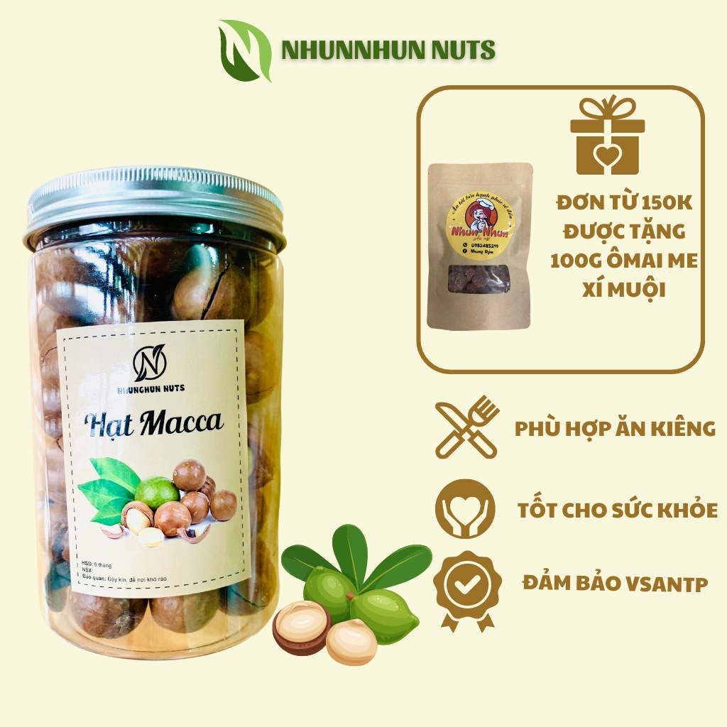 Hạt macca,măcca,hạt macca nứt vỏ cỡ lớn loại 1 NhunNhun Nuts 500gr kèm khui hạt