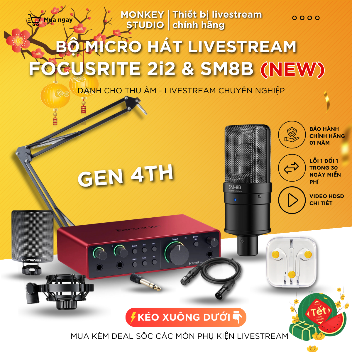 Mic livestream | micro thu âm sound card focusrite solo gen 4 & mic takstar sm8b hát livestream chuyên nghiệp