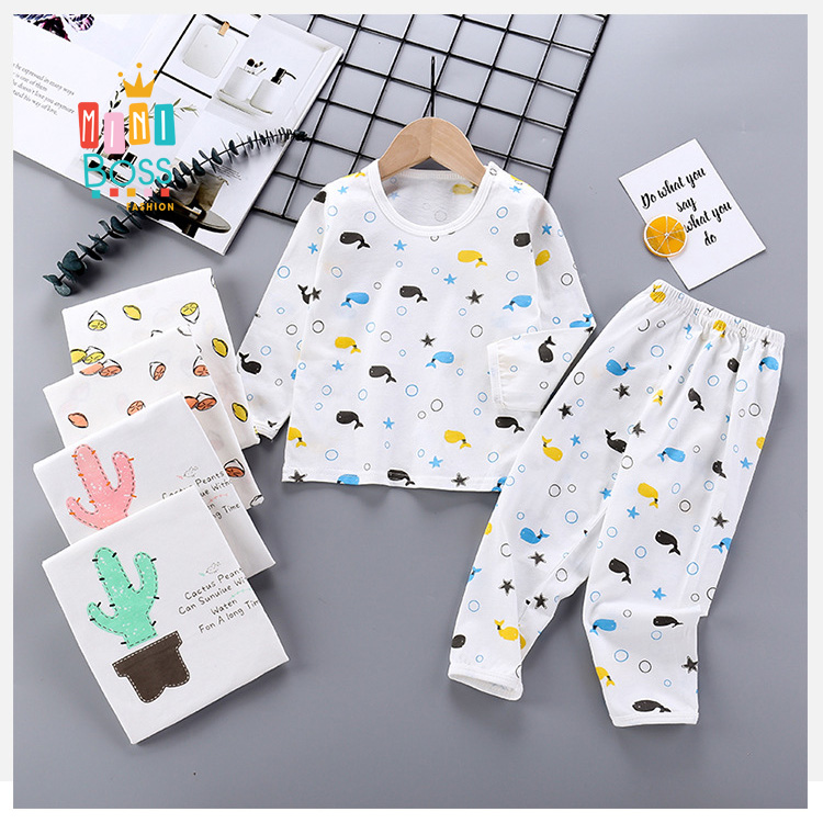Bộ quần áo cotton mỏng cho bé 10-25kg Quảng Châu | Bộ quần áo trẻ em điều hòa MiniBoss