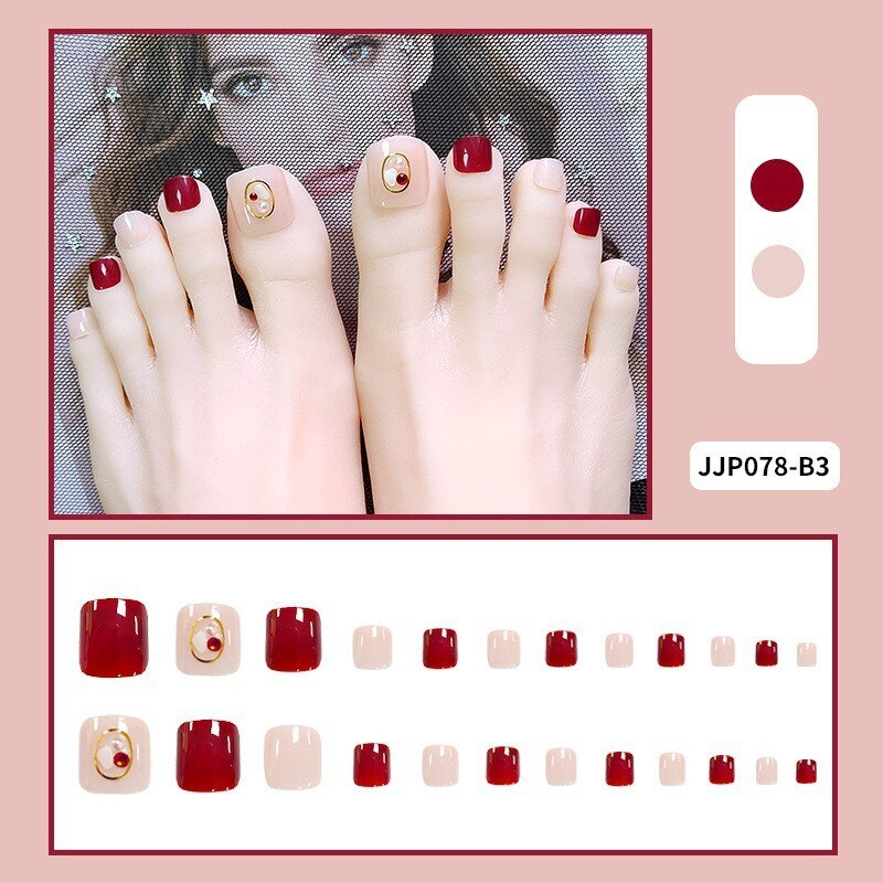 Hộp 24 móng chân giả , nail giả , móng giả c53