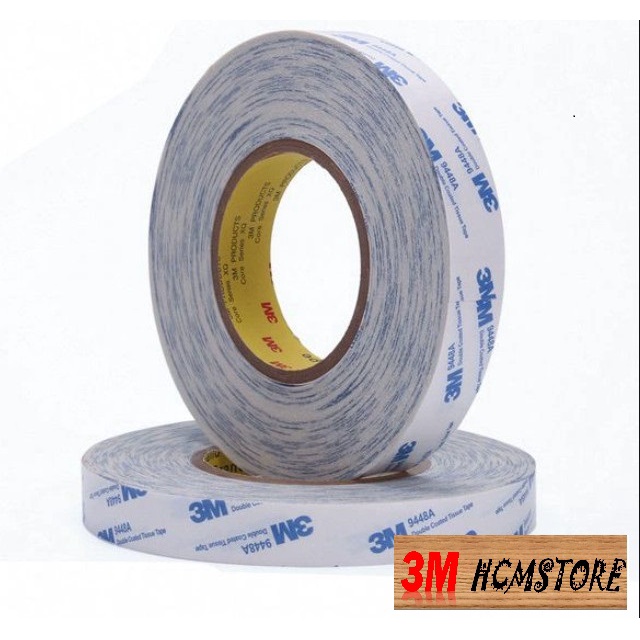 3m 9448a 20mm dài 50met - băng keo hai mặt đa năng phù hợp dán cho nhiều chất liệu khác nhau như kim loại, nhựa thường