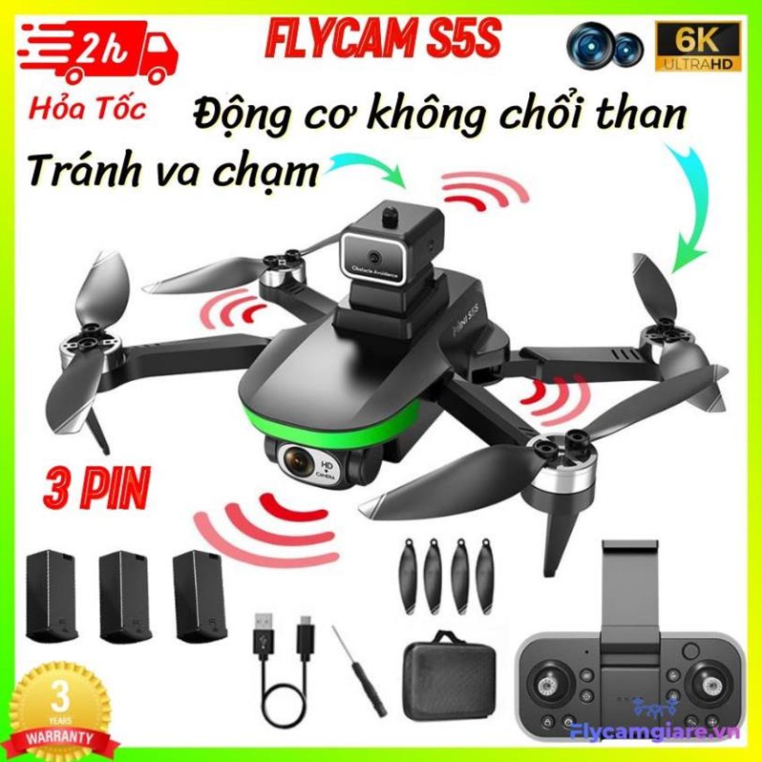 Flycam S5S, Flycam cam mini có cảm biến chống va chạm, GPЅ tự động quay về - Flycam giá rẻ
