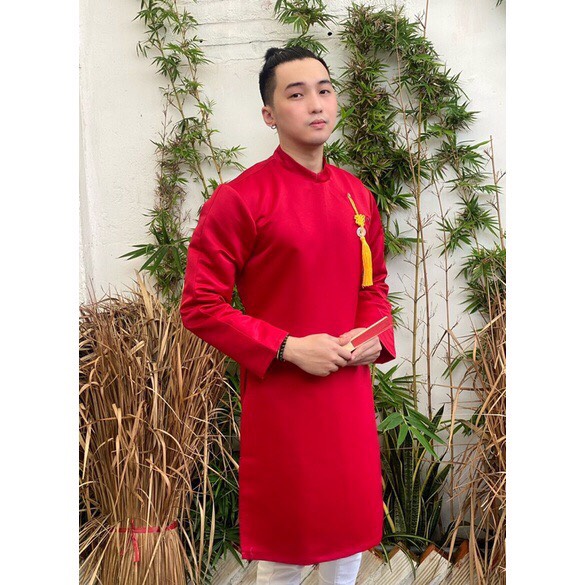 áo dài tết - áo dài nam trơn kèm ngọc bội nhiều màu