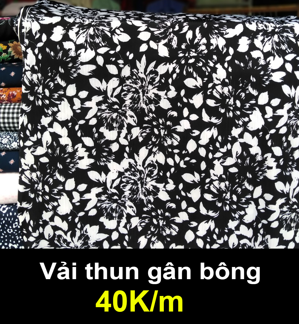 Vải thun gân bông trắng co giãn nhẹ may đồ, đầm, váy, áo kiểu siêu đẹp 40K/m
