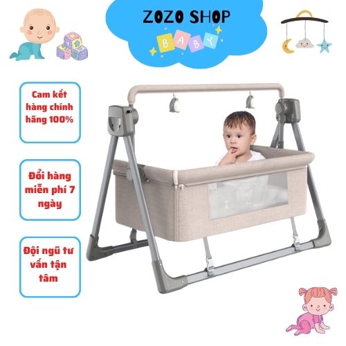 Nôi điện cho bé, Lòng nôi rộng, Ru ngủ tự động, Có bluetooth, nhạc ru ngủ trẻ em, ZOZO SHOP