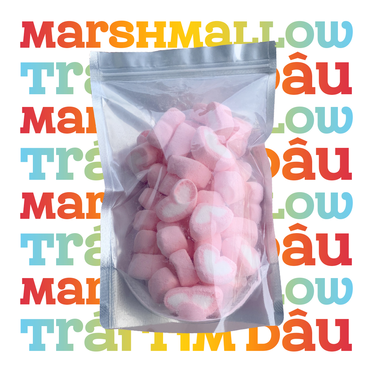 Kẹo sấy giòn Marshmallow trái tim vị dâu