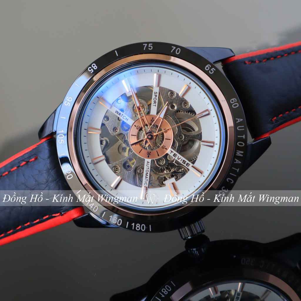 Đồng hồ nam máy cơ dây da Tevise chạy full kim automatic , chống xước - chống nước , full box, Bảo hành 3 năm Không có đánh giá