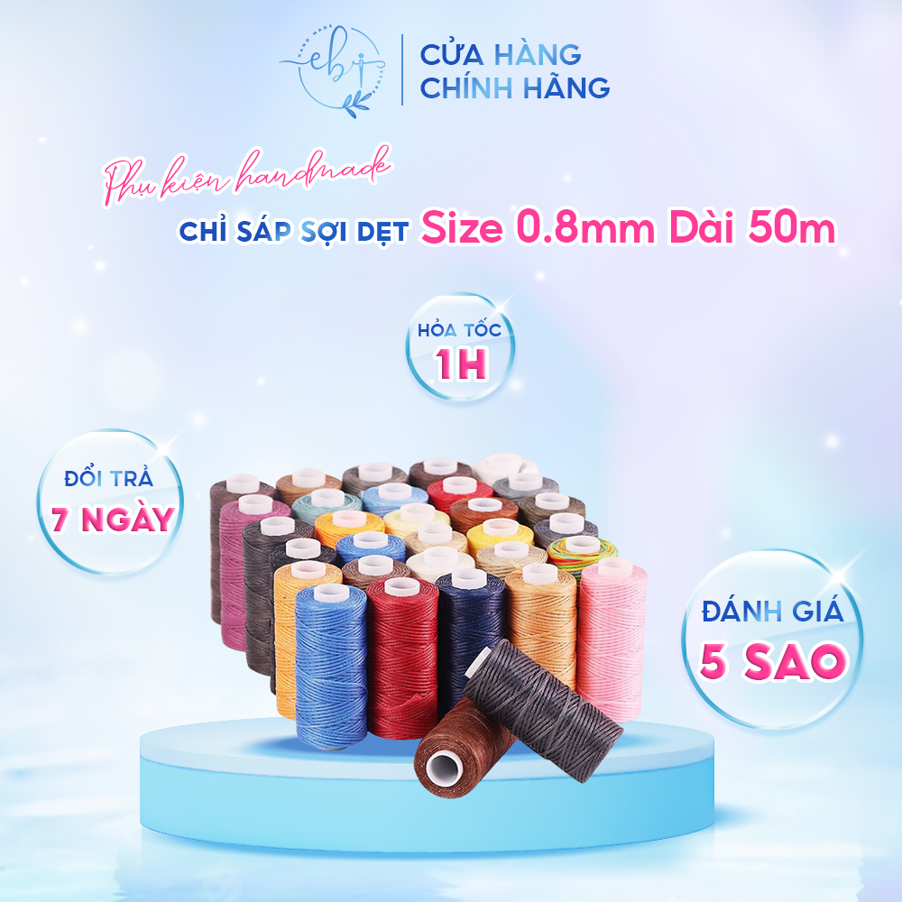 Chỉ sáp sợi dẹt may túi ví da 0.8mm, chỉ may đồ da thủ công công cụ da cuộn dài 50m đa dạng màu sắc - eb24