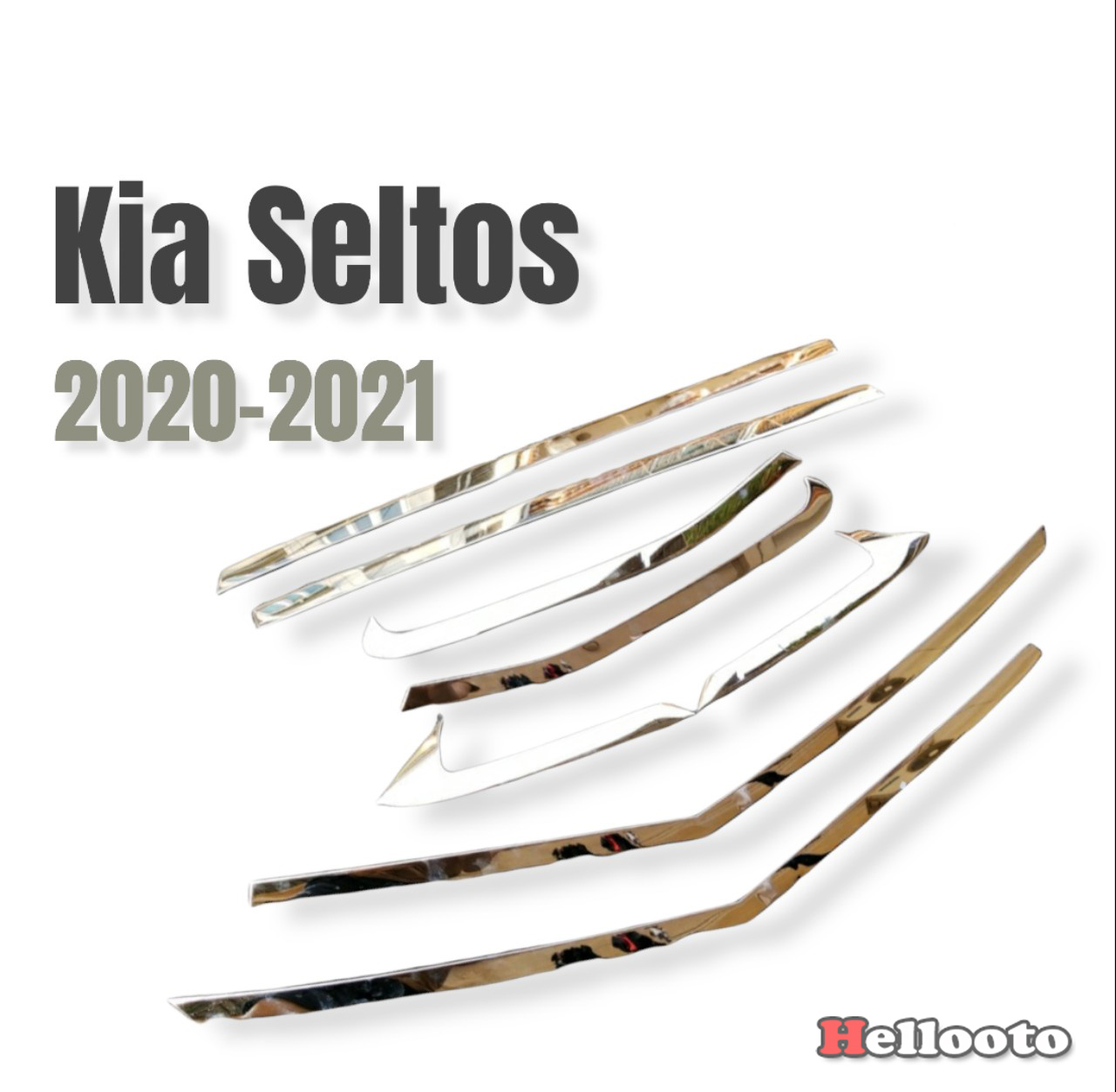 Nẹp Viền Cong Kính Inox Xe Kia Seltos 2019 2020 2021 Bộ 8 Chi tiết Chất liệu Inox Có sẵn keo dính lắp đặt đơn giản tại nhà