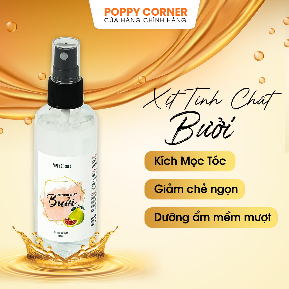 Xịt Dưỡng Kích Mọc Tinh Chất Bưởi kích mọc tóc, dưỡng tóc - Poppy Corner