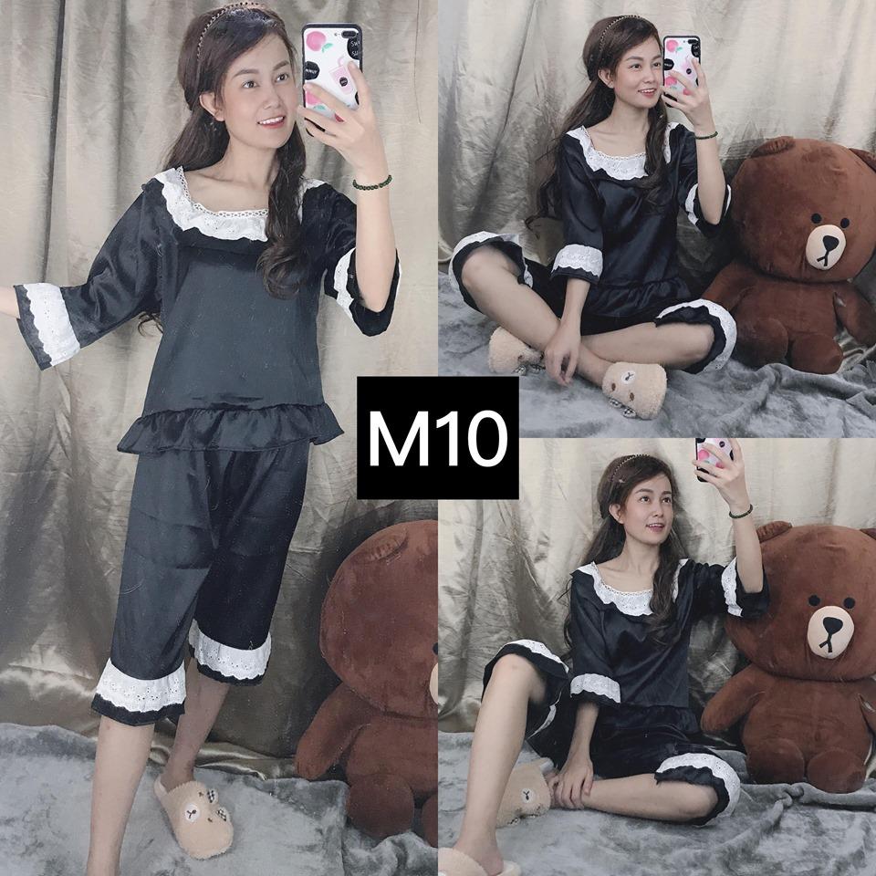 [HCM]Set Đồ Bộ Ngủ Nữ Pijama Phi Lụa Phối Ren Tiểu Thư Cực Đáng Yêu _ Kèm Hình Thật