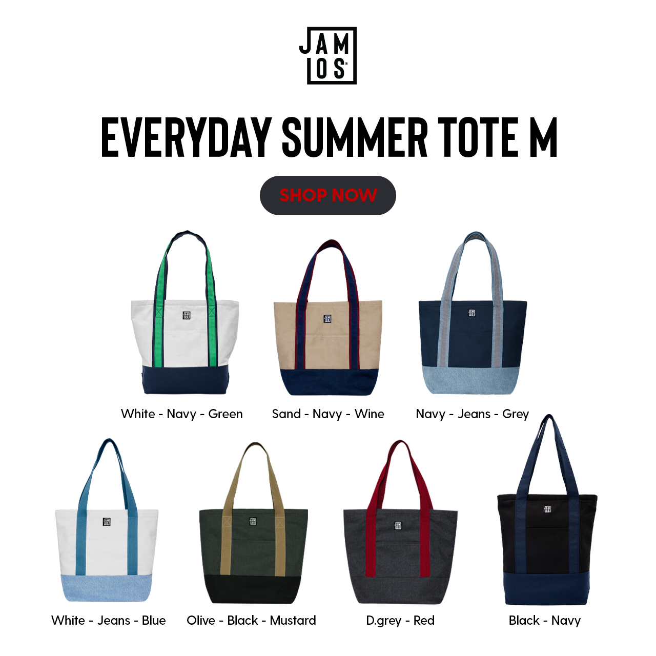 Jamlos Everyday Summer Tote - Túi tote vải canvas hàng ngày size M