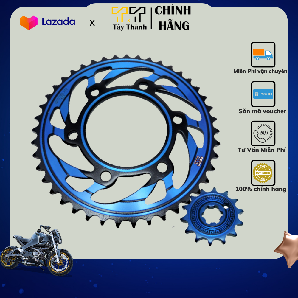 Nhông sên đĩa ex 150 đĩa ex 150 mẫu xanh 42T cực đẹp đĩa kiểu exciter 150nhông sên Bảo hành 06 tháng Shop Tây Thành nhong sen dia ex 150 ex150 zin - Tây Thành Shop chuyên nhông sên dĩa