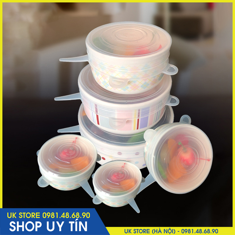 SET 6 Miếng Silicon Đậy Tô Chén Bát Bảo Quản Thực Phẩm Đa Năng HSA1177