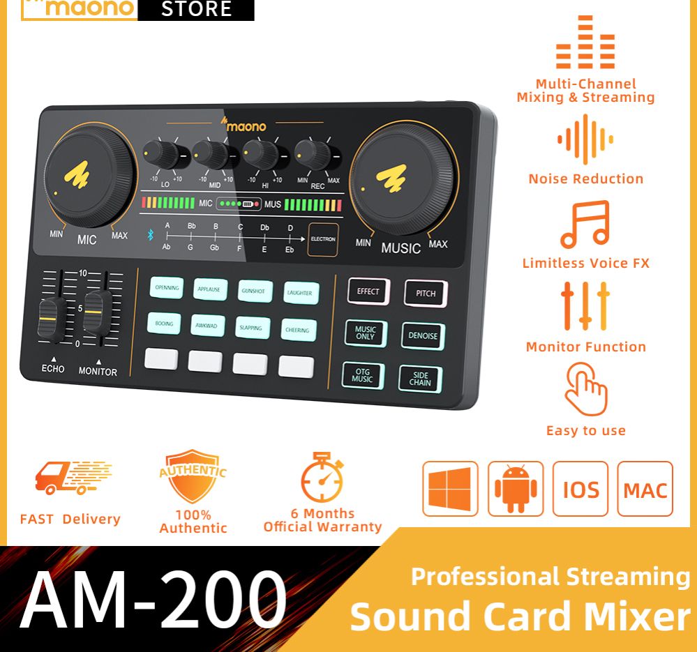 MAONO Thẻ Âm Thanh Micro AM200 Tai Nghe Phát Sóng Trực Tiếp Âm Thanh Bluetooth Thẻ Âm Thanh Trực Tiếp Trên Web Micrô Cho Điện Thoại Di Động Máy Tính Để Bàn Youtube Tik-Tok