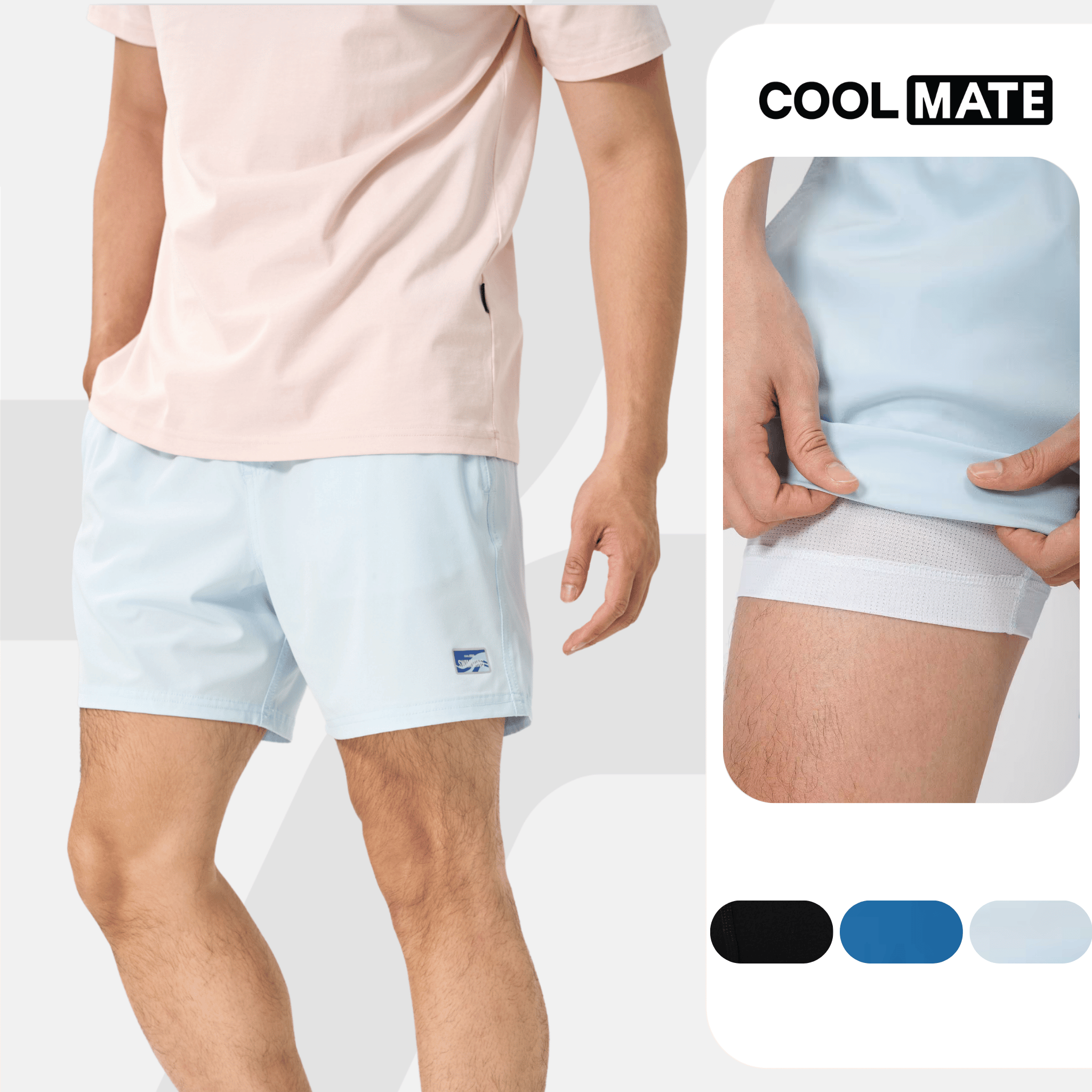 Quần shorts nam Summer Cool mềm mại, thoáng mát, thấm hút, nhanh khô 7inch 2 lớp Coolmate