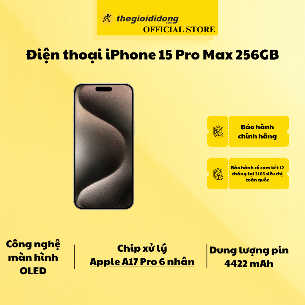 Điện thoại iPhone 15 Pro Max 256GB Natural Titanium