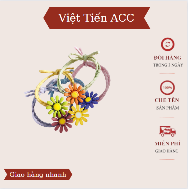 Set 2 Dây Thun Cột Tóc Buộc Tóc Nữ Hoa Cúc Đẹp Dễ Thương Phong Cách Hàn Quốc
