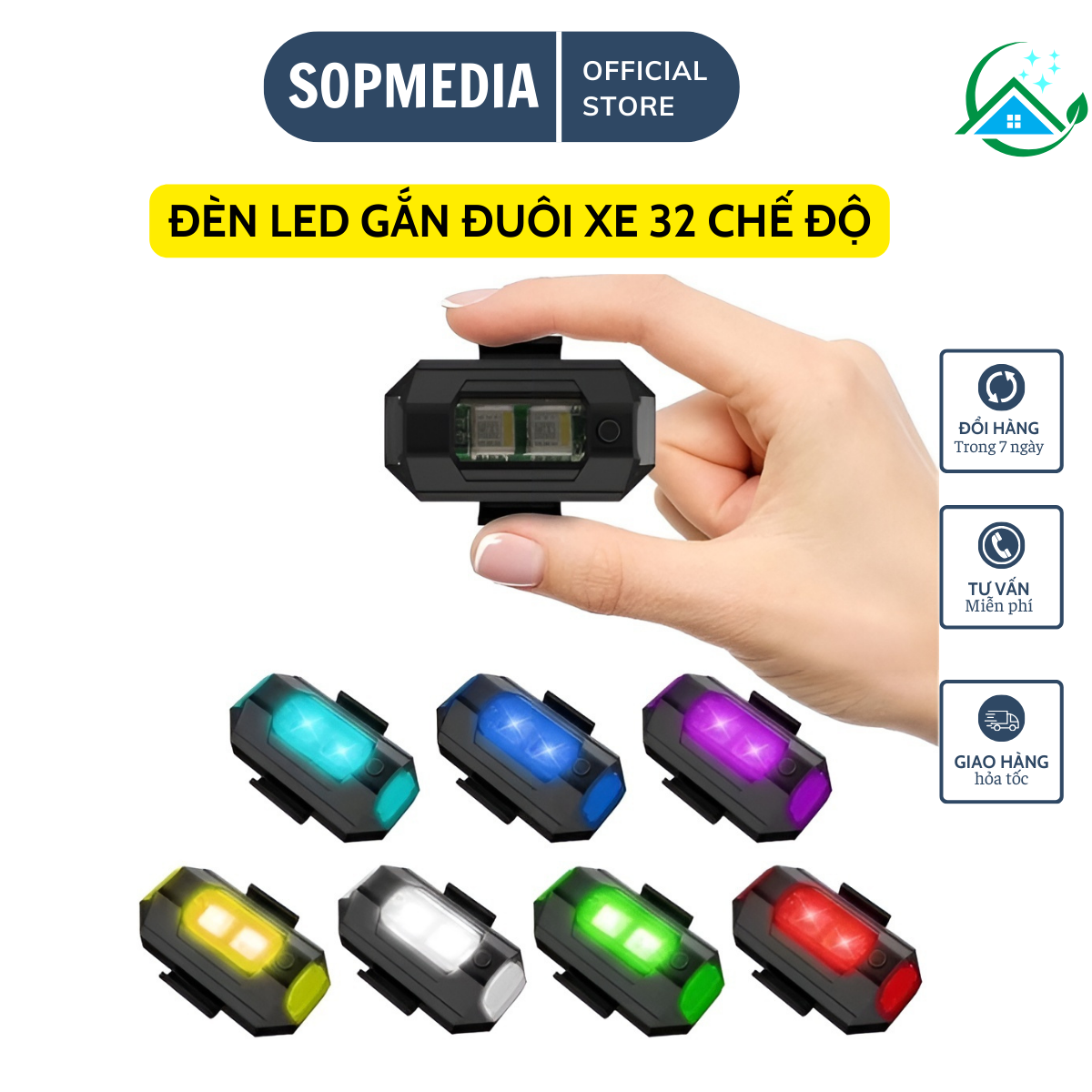 Đèn LED nhấp nháy SOP MEDIA cảnh báo gắn đuôi xe đạp, máy bay, trực thăng