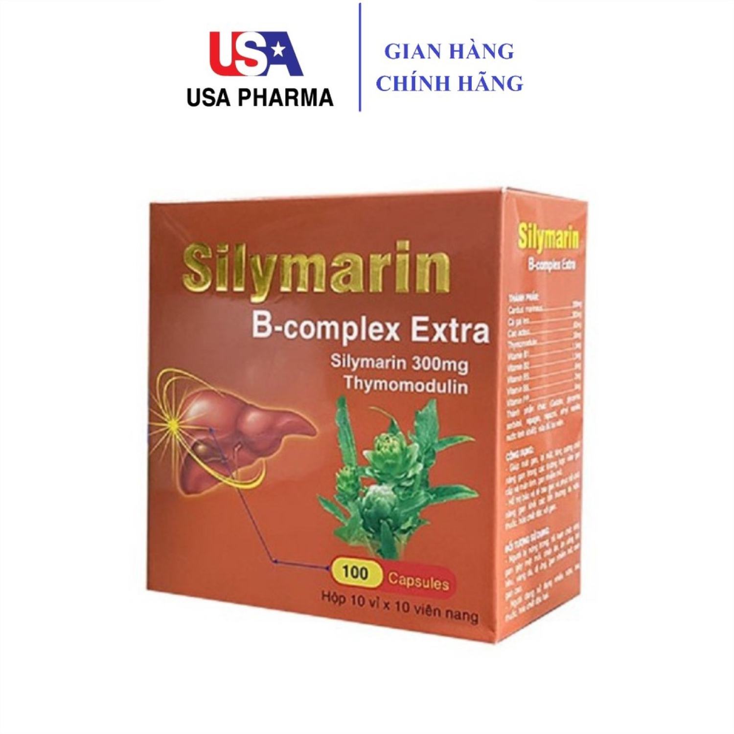 Bổ gan Silymarin B-complex Extra giải độc gan, hạ men gan - Hộp 100 viên