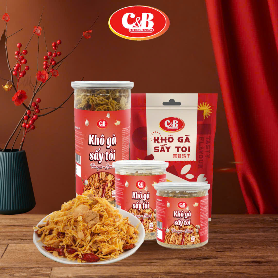 KHÔ GÀ SẤY TỎI C&B  Giòn thơm - Đậm vị  