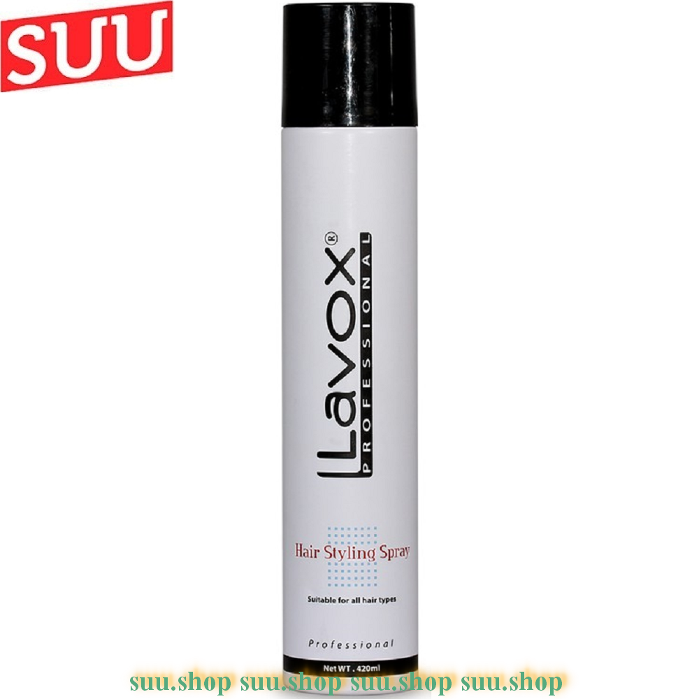 Keo xịt tóc giữ nếp cứng đen lavox 420ml chính hãng.