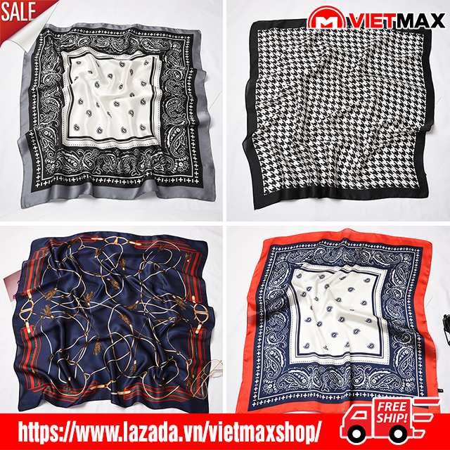 Khăn Lụa Vuông 70x70 Turban Quàng Cổ, Áo Khăn Yếm Bandana Thời Trang Đội Đầu