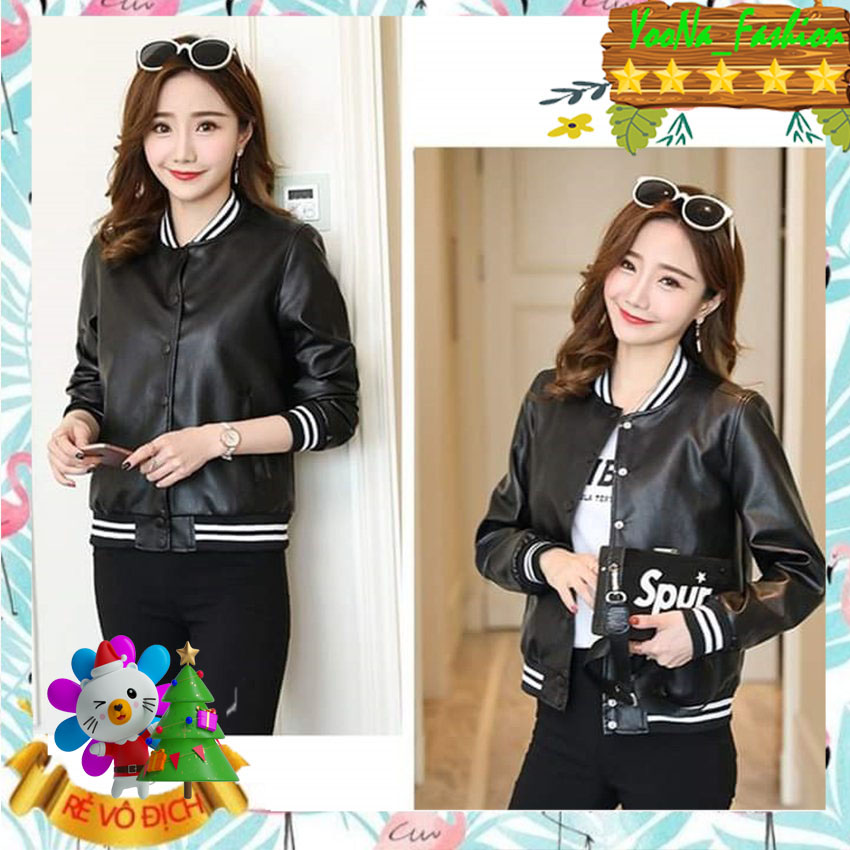 Áo Khoác Bomber Nữ, Áo Khoác Da Cao Cấp Lót Thoáng Mát, Kiểu Dáng Hàn Quốc.T