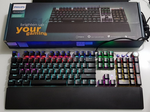 Bàn phím cơ philips spk-8614/00 rainbow gaming blue switch