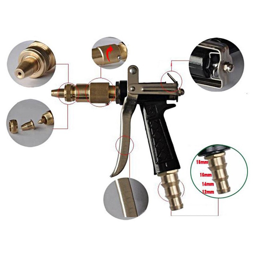 Vòi xịt tăng áp, vòi xịt tưới cây, rửa xe vòi xịt tăng áp 5 trong in