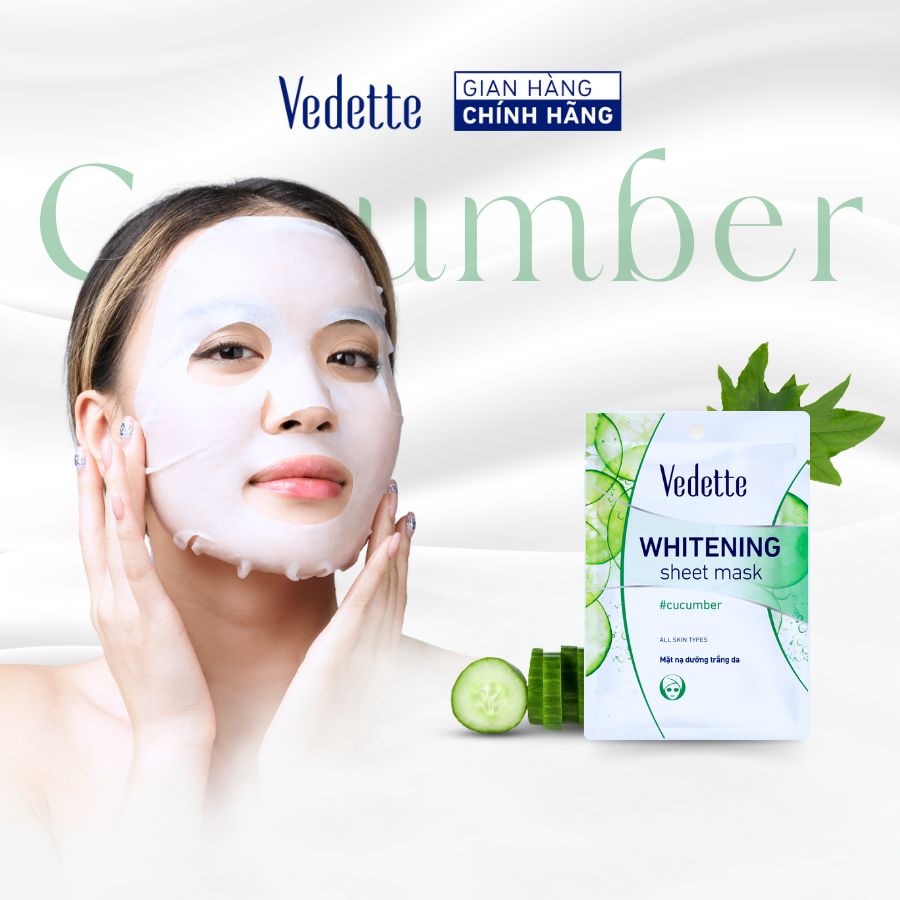 Mặt nạ giấy trắng da Vedette Dưa Leo 22ml (TPM019)