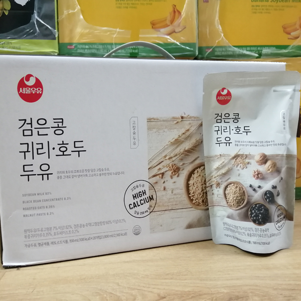 [HCM][Date T7/2020] Sữa Hạt Óc Chó Hạnh Nhân Yến Mạch Seoul Milk hàn Quốc 190ml/Bịch - 20 Bịch/Xách