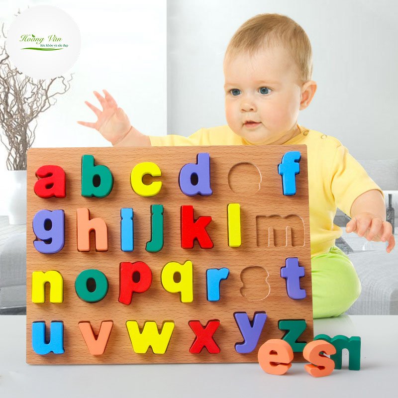 [HCM]Bảng chữ cái Tiếng Anh - Chữ nổi làm bằng gỗ tự nhiên