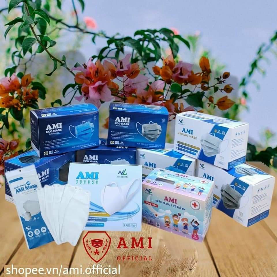 Khẩu trang 4 lớp kháng khuẩn ami hộp 50 chiếc