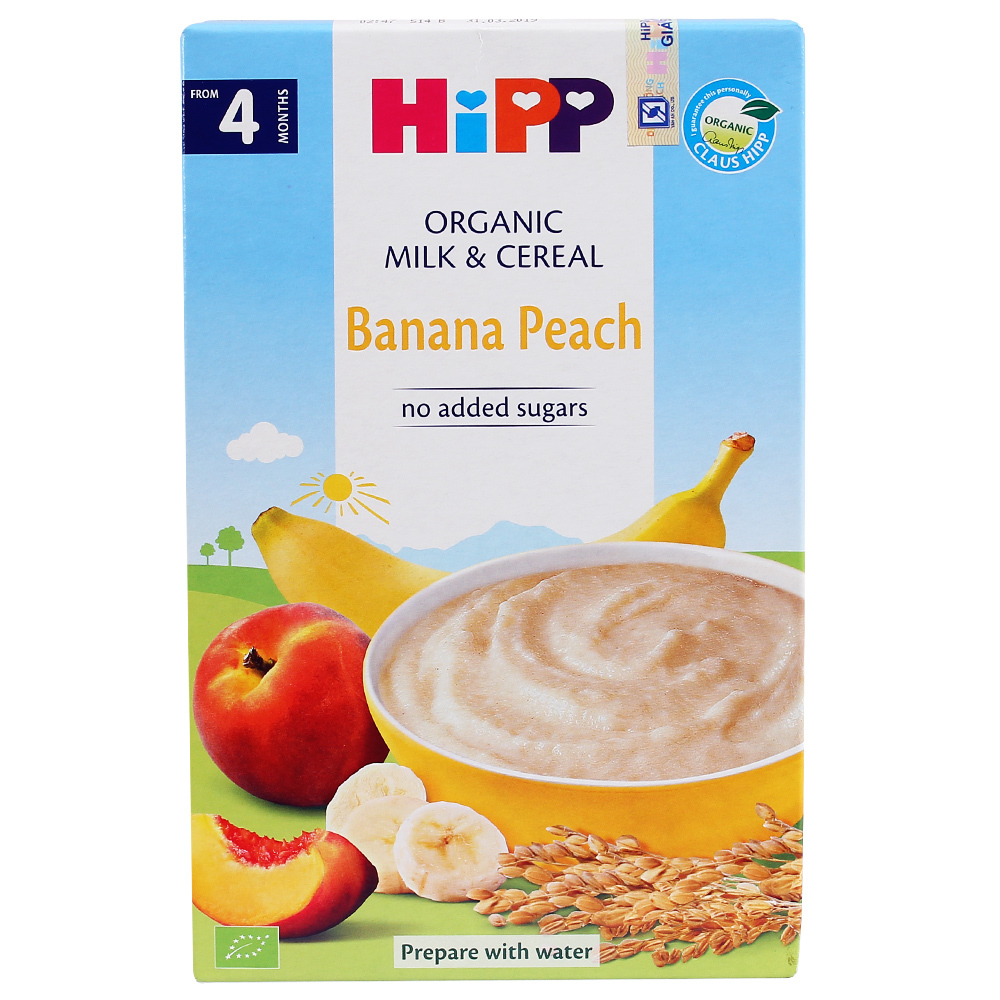 Bột ăn dặm HiPP vị sữa Chuối, Đào cho bé 4 tháng