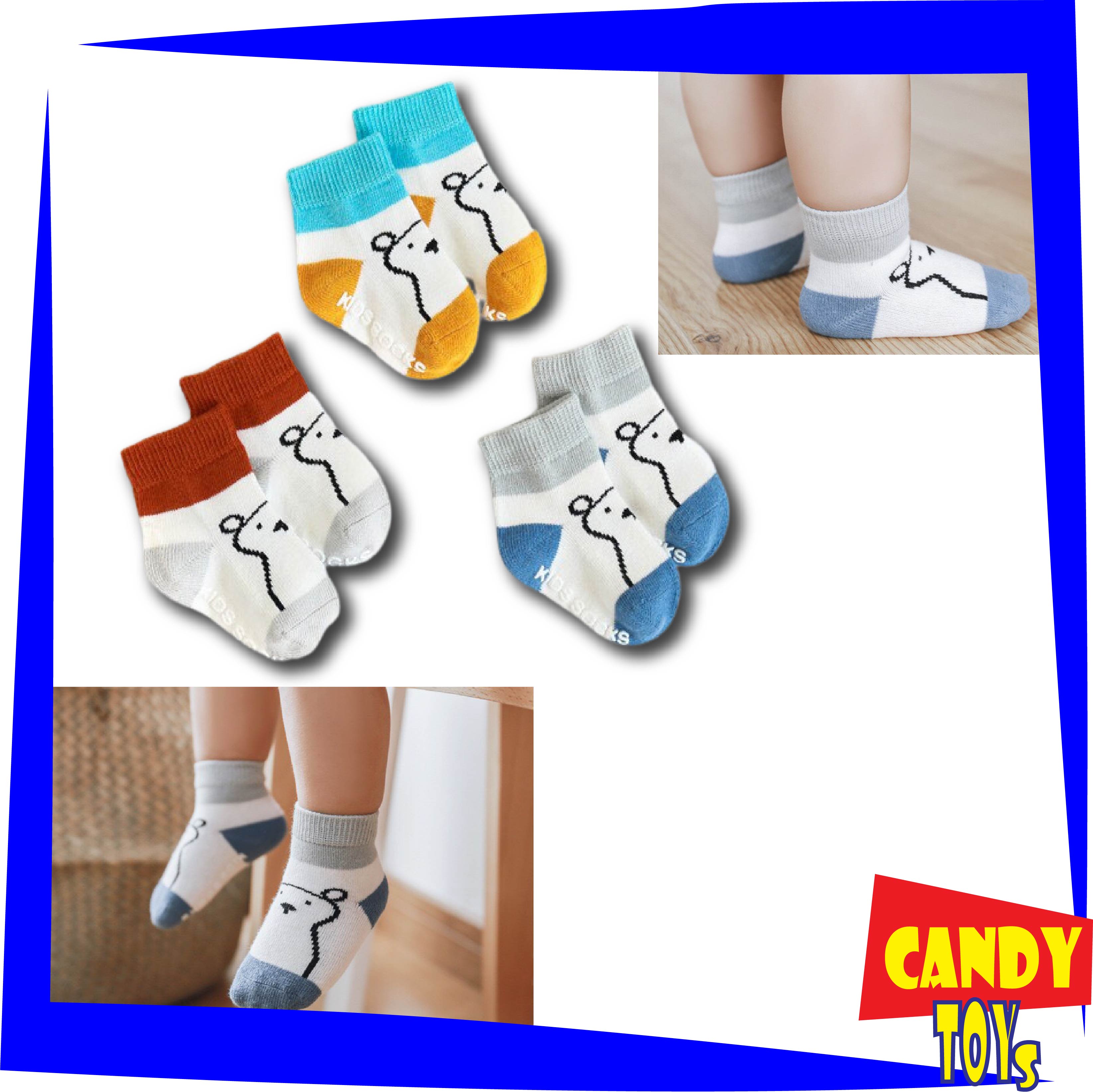 Combo set 3 đôi tất/vớ hình gấu cho bé sơ sinh từ 0 - 36 tháng