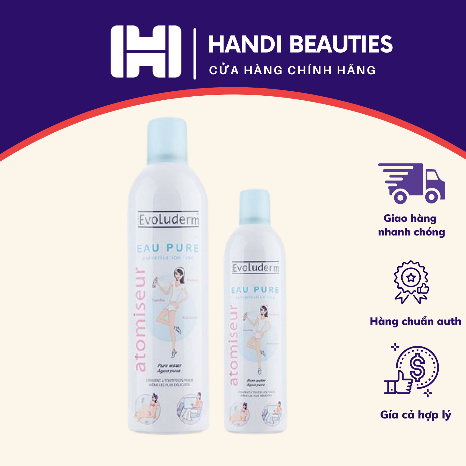 Xịt khoáng cấp ẩm làm dịu da Evoluderm 400ml chính hãng