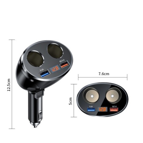 Bộ chia sạc ô tô charger không dây – chia 2 cổng tẩu, 2 cổng usb cao cấp trên ô tô