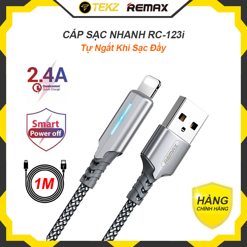 [HCM]Cáp Sạc Tự Ngắt Remax RC 123i Có Đèn LED Thông Báo Khi Sạc Đầy Dành Cho Dòng iPhone iPad