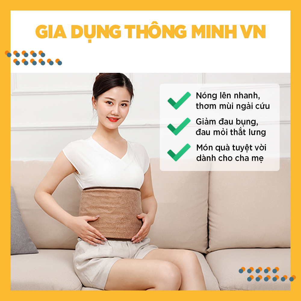 Đai lưng bụng ngải cứu - Túi chườm nóng bằng điện dành cho vùng lưng bụng