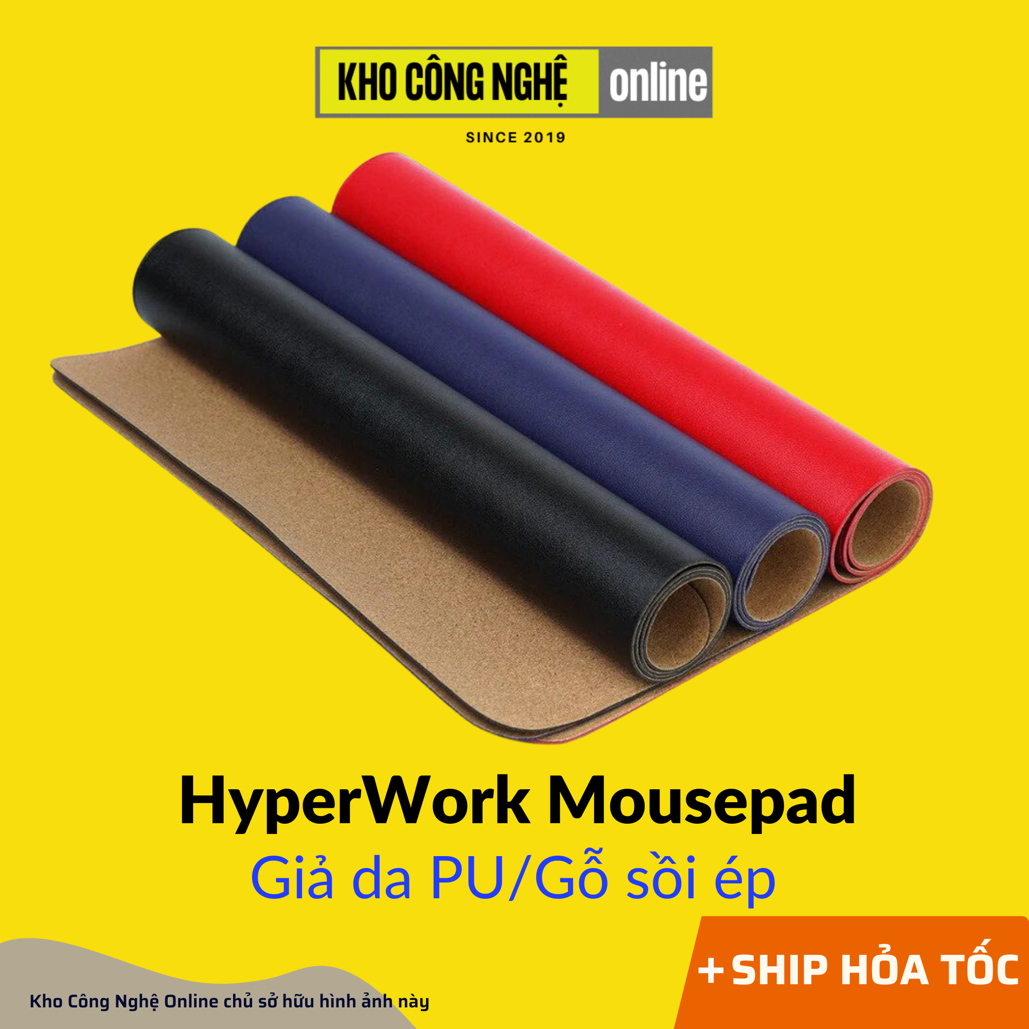 Lót chuột HyperWork bản lớn 80x40cm chất liệu giả da PU/Gỗ sồi ép cao cấp HyperWork Mousepad
