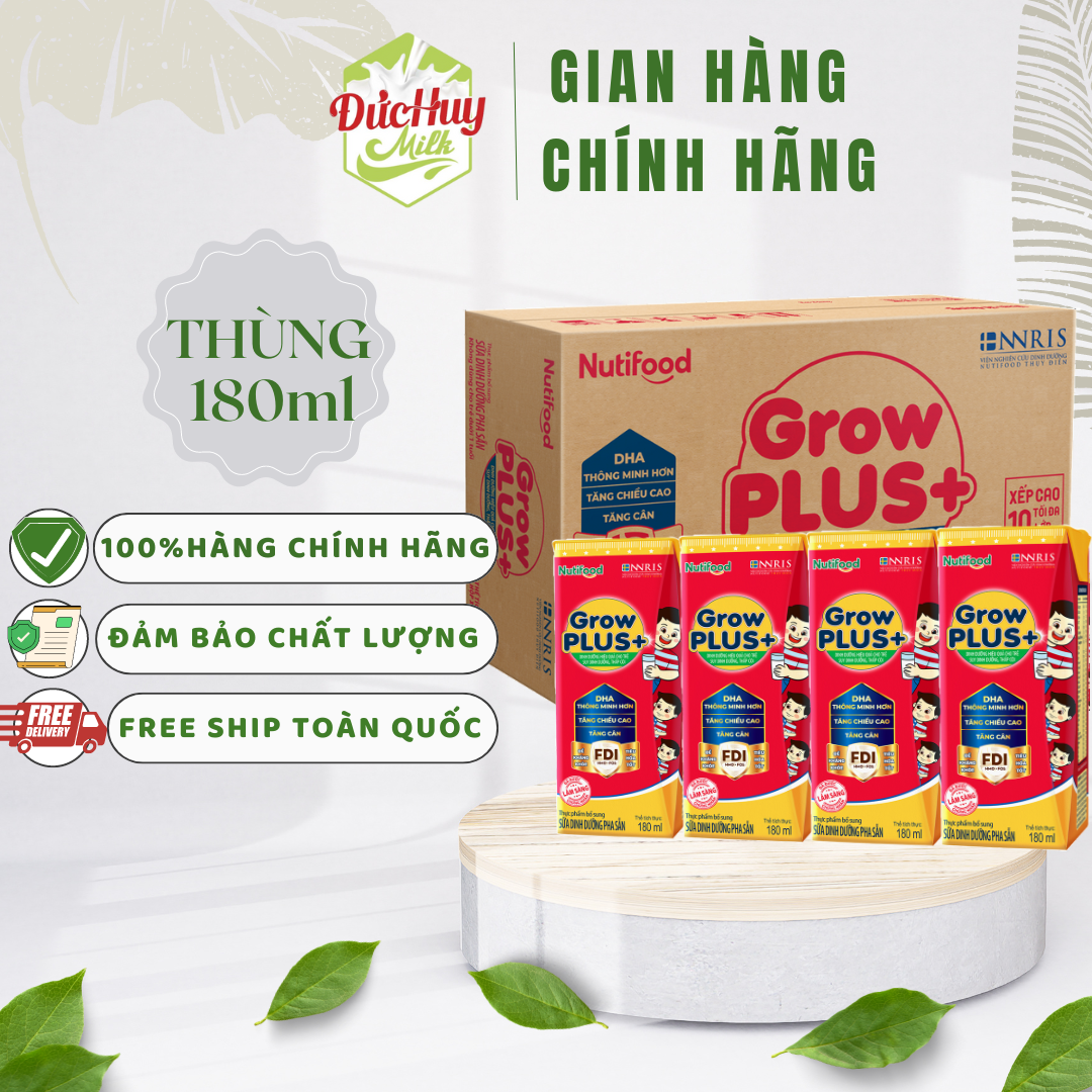 Thùng 48 Hộp SBPS Nutifood GROW PLUS SDD 180ml Đỏ /Xanh nhạt Suy Dinh Dưỡng