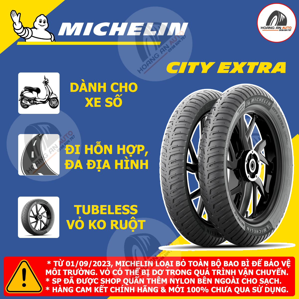 (MICHELIN CITY EXTRA - XE SỐ) Vỏ lốp xe Michelin City Extra vỏ không ruột mẫu gai mới cho xe số: Raider, Satria, Sonic, Wave, Future... 60/90-17; 70/90-17 và 80/90-17