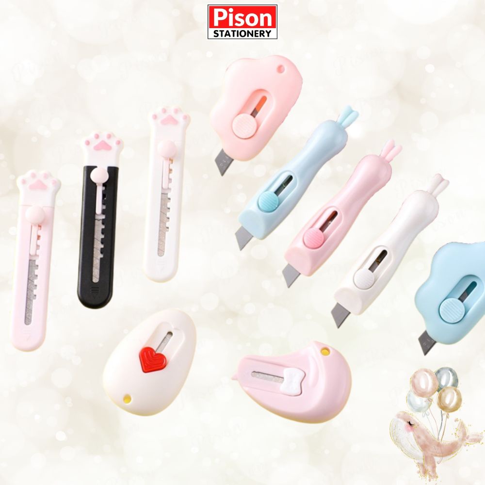 Dao rọc giấy mini nhiều mẫu Pison dao bấm cầm tay khui hàng dễ thương văn phòng phẩm - 1 cái