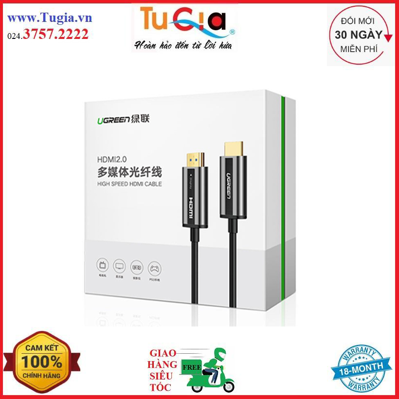 Cáp hdmi 2.0 sợi quang 40m ugreen 50218 hỗ trợ 4k/60hz - hàng chính hãng