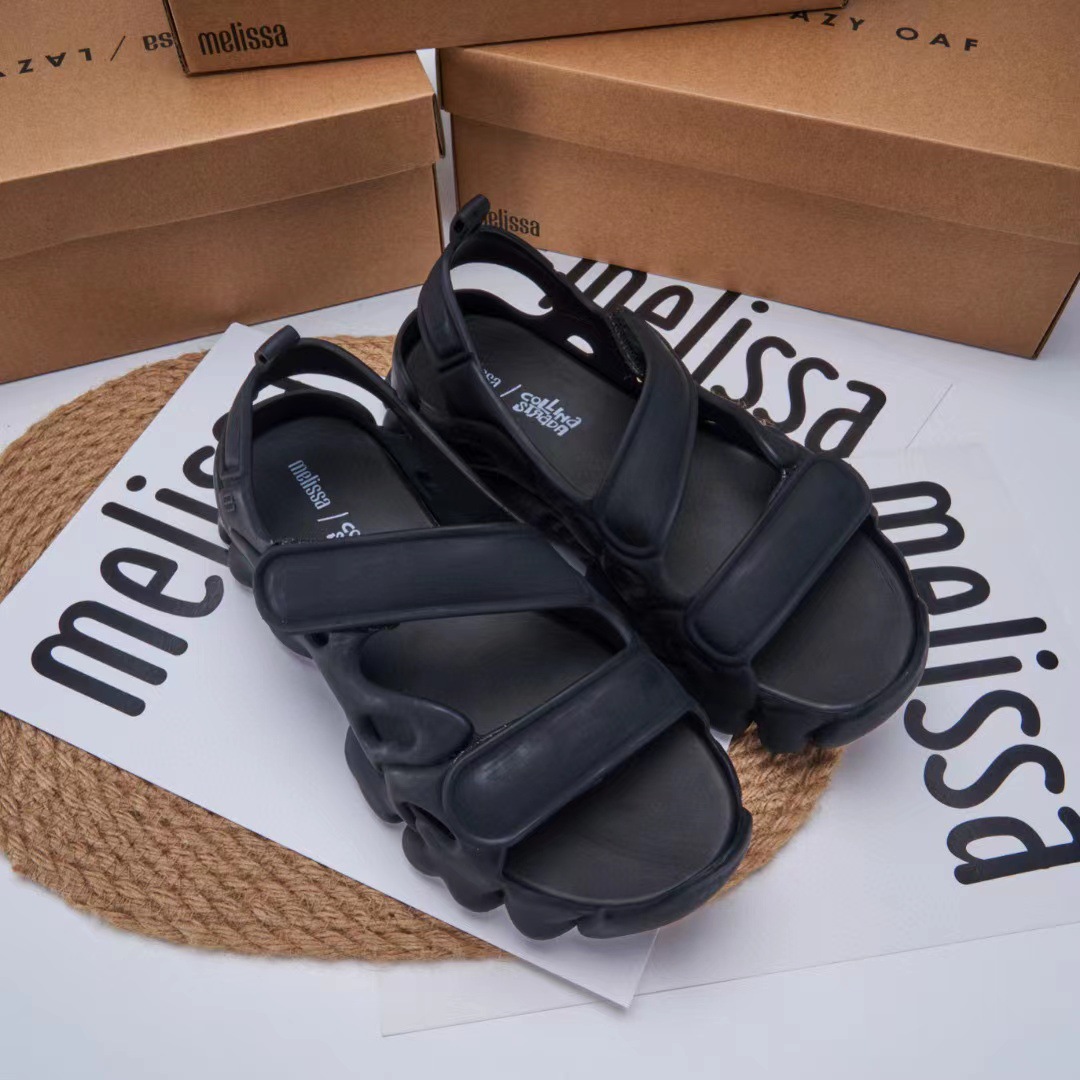 Giày Sandal Cao Gót Đế Bệt Kiểu La Mã Hở Ngón Khoét Lỗ Melisa Cá Tính - 6