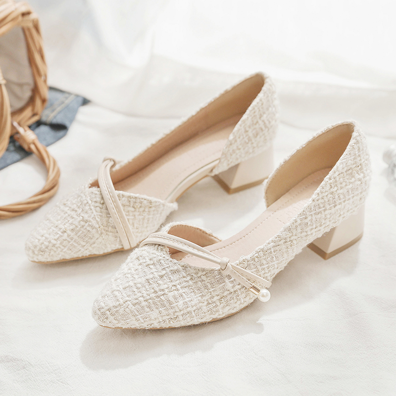 Giày búp bê nữ giày slip on đế thấp 3 phân mũi nhọn