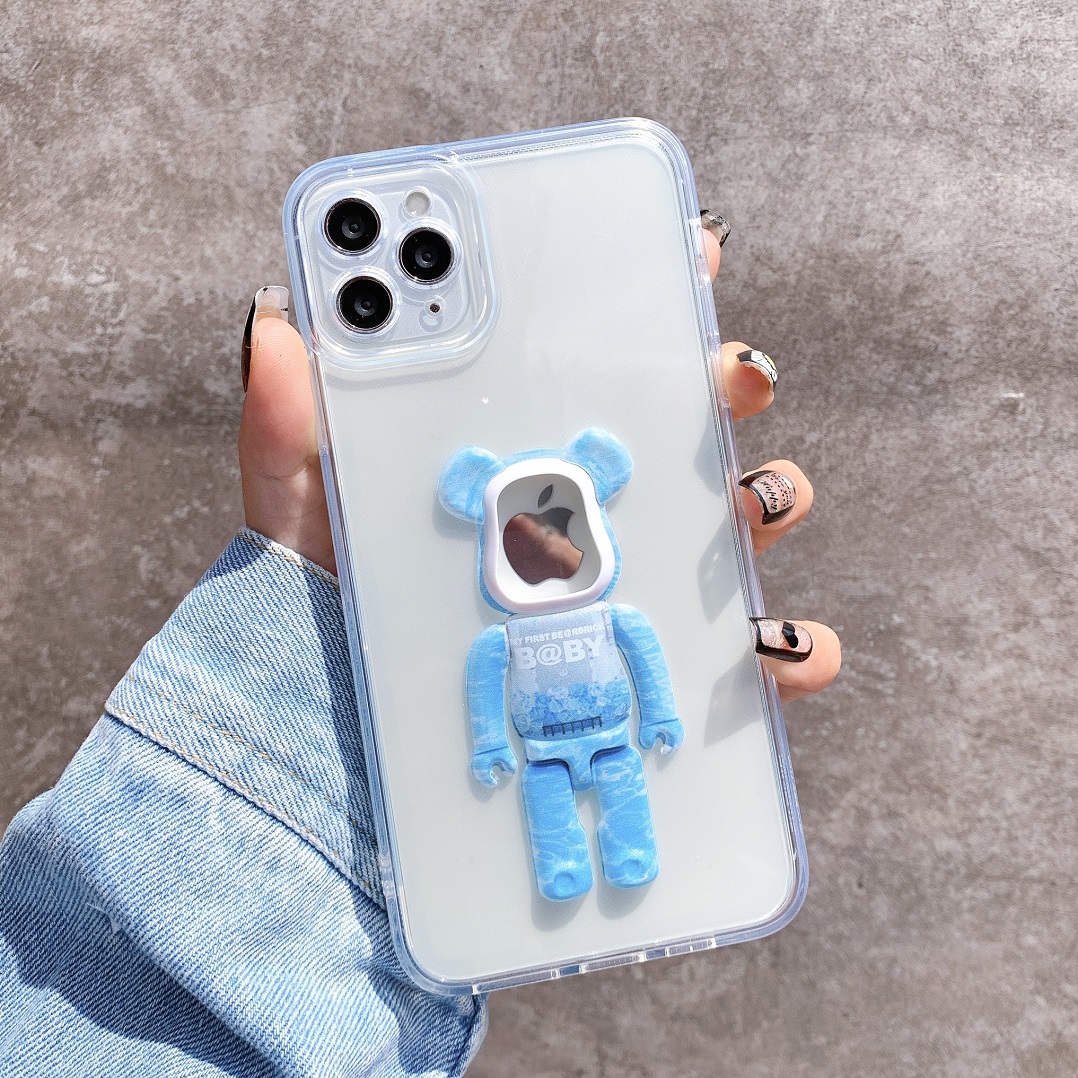 Ốp lưng trong suốt hình gấu hở táo - kaws baby